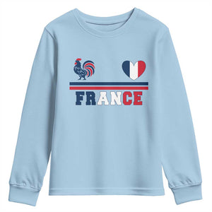 Patriotic France Soccer Fan Youth Sweatshirt Fierté Football Française TS12 Light Blue Print Your Wear
