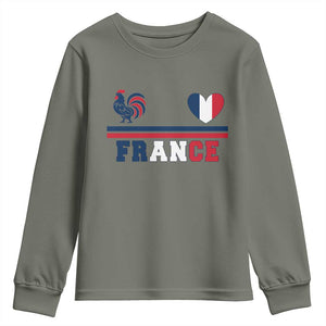 Patriotic France Soccer Fan Youth Sweatshirt Fierté Football Française TS12 Military Green Print Your Wear