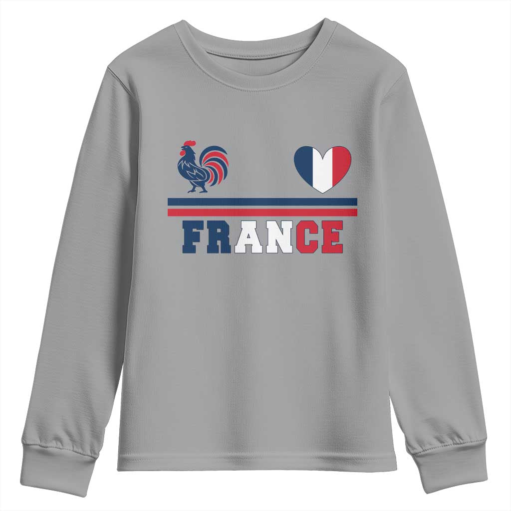 Patriotic France Soccer Fan Youth Sweatshirt Fierté Football Française TS12 Sport Gray Print Your Wear