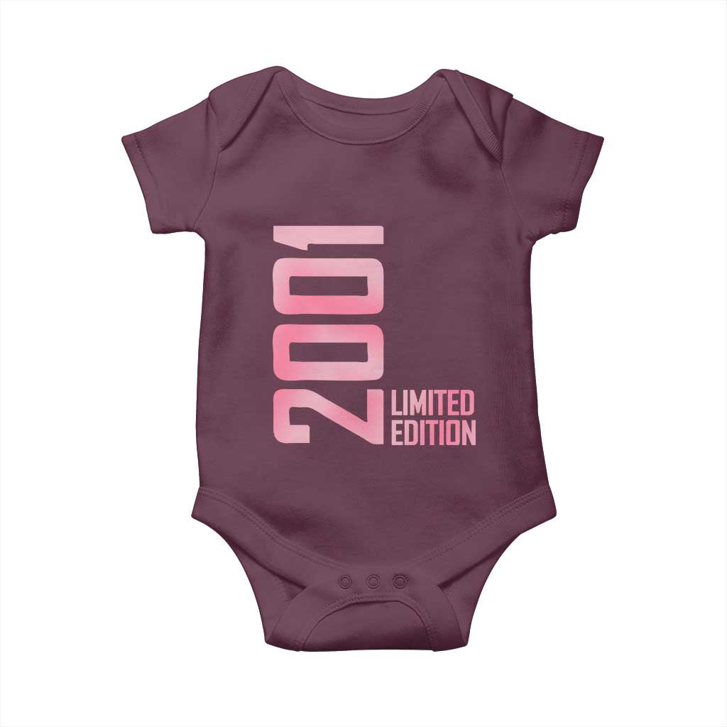 Vintage 25th Birthday Limited Edition 2001 Gift Baby Onesie TS12 Maroon Print Your Wear