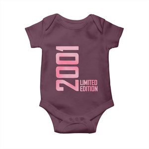 Vintage 25th Birthday Limited Edition 2001 Gift Baby Onesie TS12 Maroon Print Your Wear
