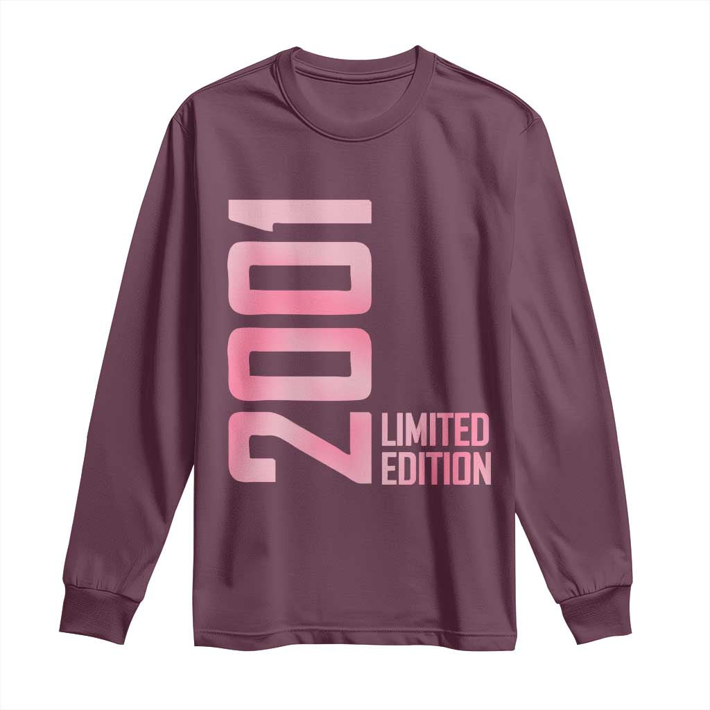 Vintage 25th Birthday Limited Edition 2001 Gift Long Sleeve Shirt TS12 Maroon Print Your Wear