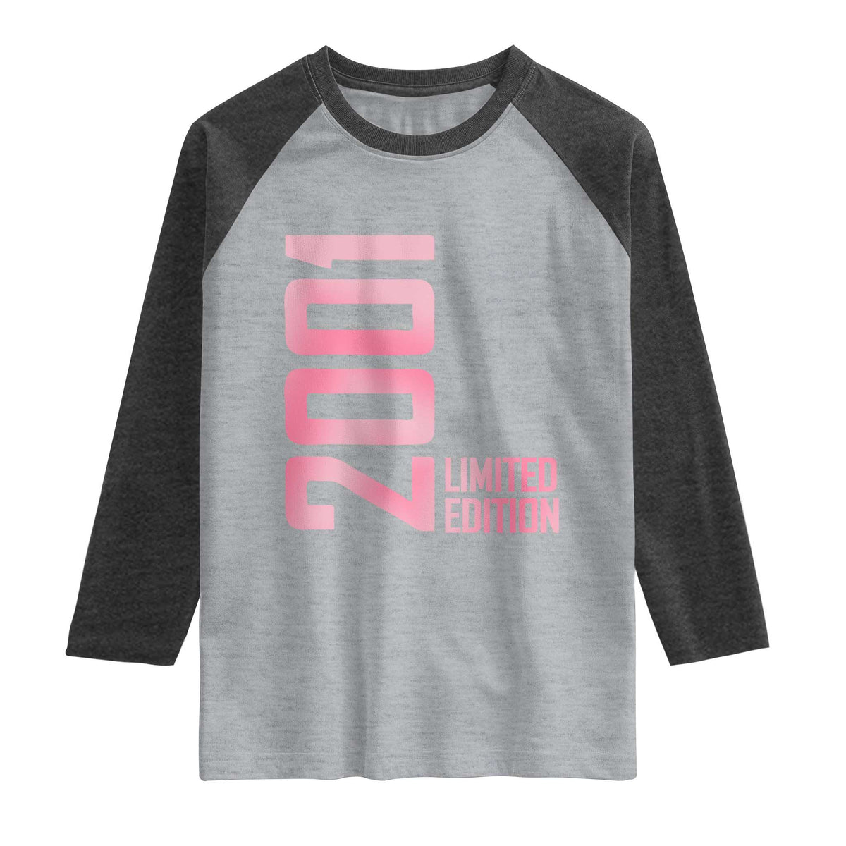 Vintage 25th Birthday Limited Edition 2001 Gift Raglan Shirt TS12 Heather Gray Heather Charcoal Print Your Wear