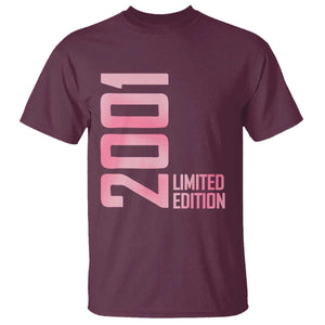 Vintage 25th Birthday Limited Edition 2001 Gift T Shirt TS12 Maroon Print Your Wear