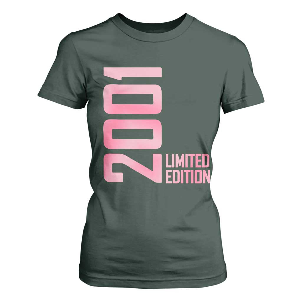 Vintage 25th Birthday Limited Edition 2001 Gift T Shirt For Women TS12 Dark Forest Green Print Your Wear