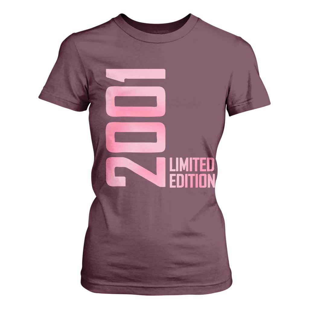 Vintage 25th Birthday Limited Edition 2001 Gift T Shirt For Women TS12 Maroon Print Your Wear