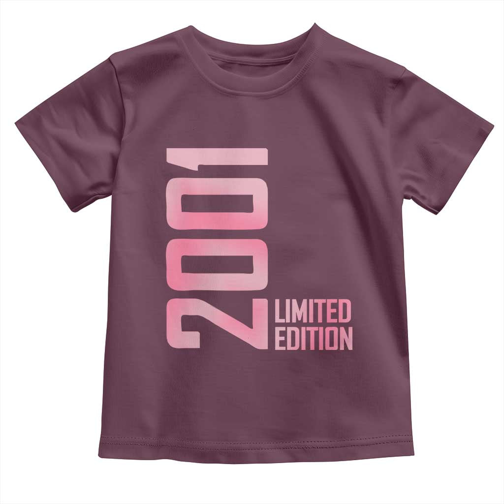 Vintage 25th Birthday Limited Edition 2001 Gift Toddler T Shirt TS12 Maroon Print Your Wear
