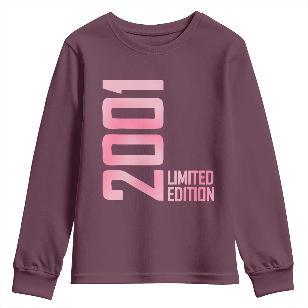 Vintage 25th Birthday Limited Edition 2001 Gift Youth Sweatshirt TS12 Maroon Print Your Wear