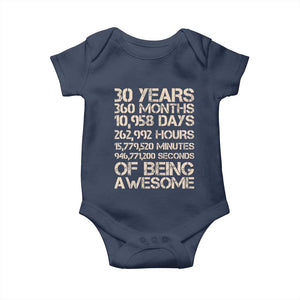 Vintage 30th Birthday Gift Baby Onesie 30 Years Of Being Awesome TS12 Navy Print Your Wear