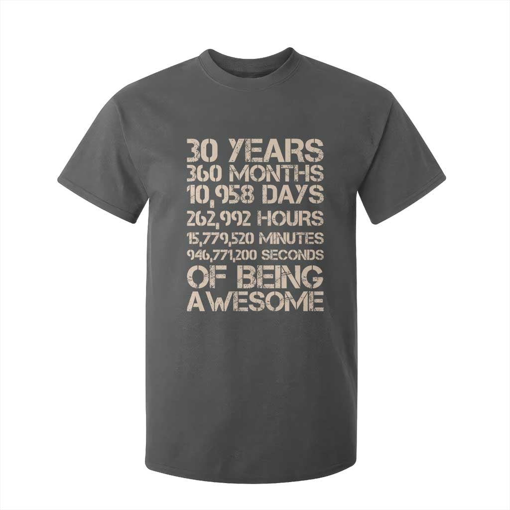 Vintage 30th Birthday Gift T Shirt For Kid 30 Years Of Being Awesome TS12 Dark Heather Print Your Wear