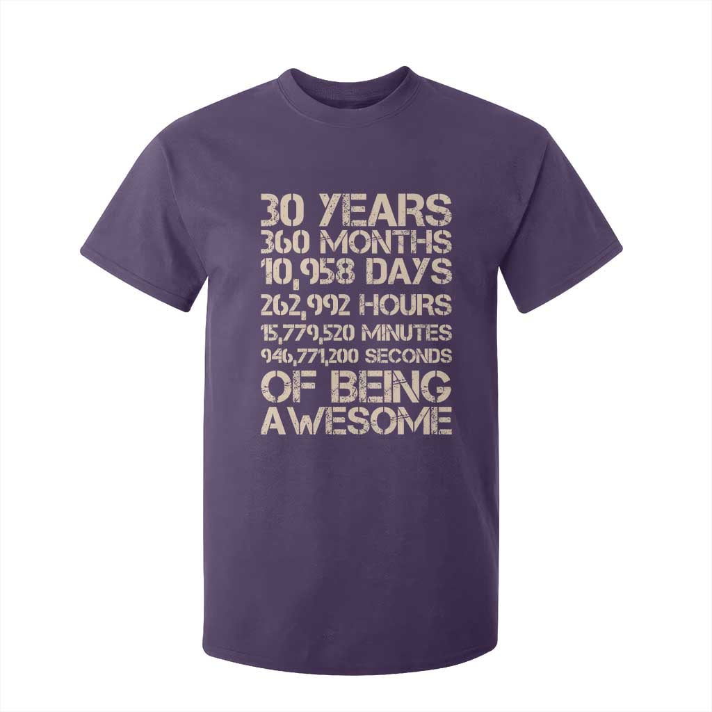 Vintage 30th Birthday Gift T Shirt For Kid 30 Years Of Being Awesome TS12 Purple Print Your Wear