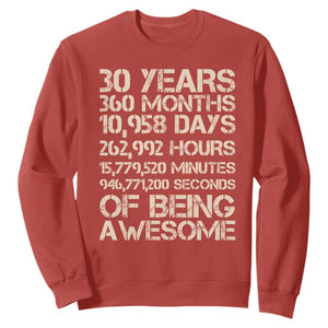 Vintage 30th Birthday Gift Sweatshirt 30 Years Of Being Awesome TS12 Red Print Your Wear