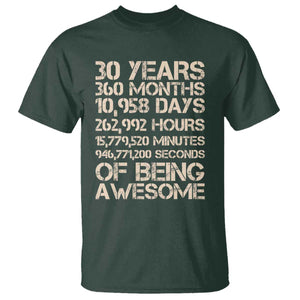 Vintage 30th Birthday Gift T Shirt 30 Years Of Being Awesome TS12 Dark Forest Green Print Your Wear