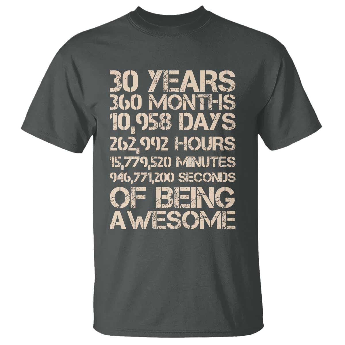 Vintage 30th Birthday Gift T Shirt 30 Years Of Being Awesome TS12 Dark Heather Print Your Wear