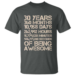 Vintage 30th Birthday Gift T Shirt 30 Years Of Being Awesome TS12 Dark Heather Print Your Wear