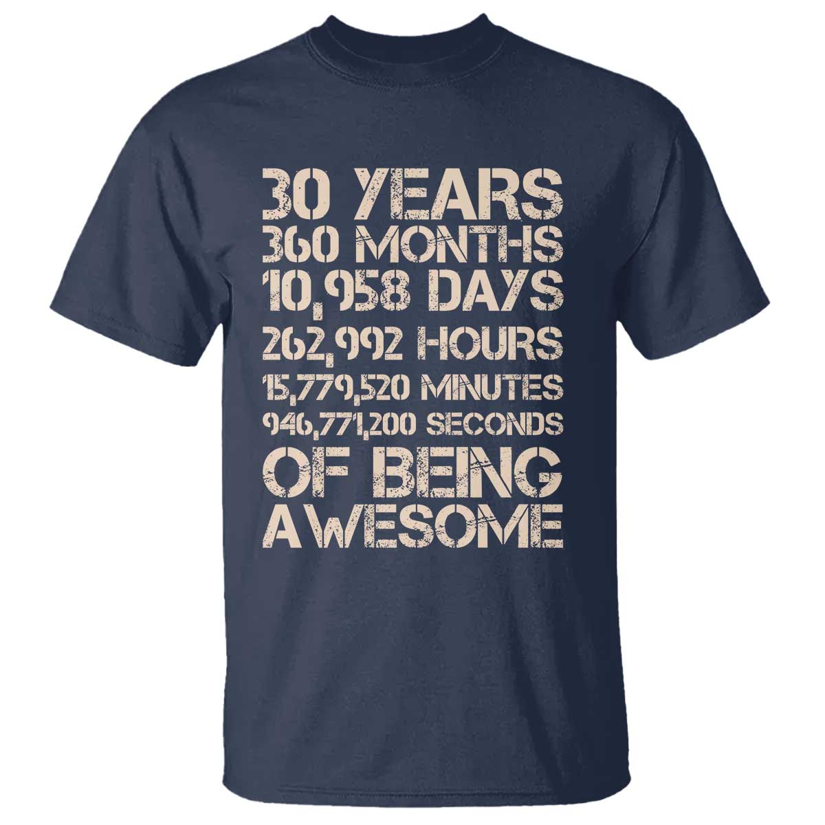 Vintage 30th Birthday Gift T Shirt 30 Years Of Being Awesome TS12 Navy Print Your Wear