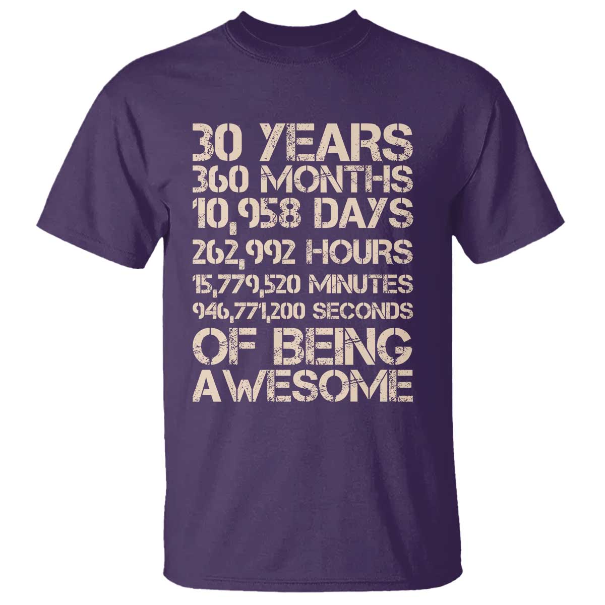 Vintage 30th Birthday Gift T Shirt 30 Years Of Being Awesome TS12 Purple Print Your Wear