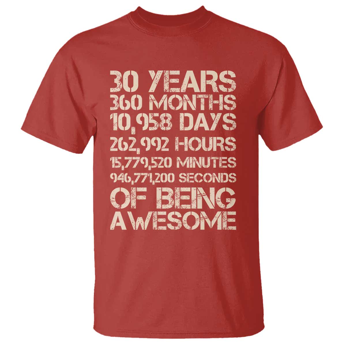 Vintage 30th Birthday Gift T Shirt 30 Years Of Being Awesome TS12 Red Print Your Wear