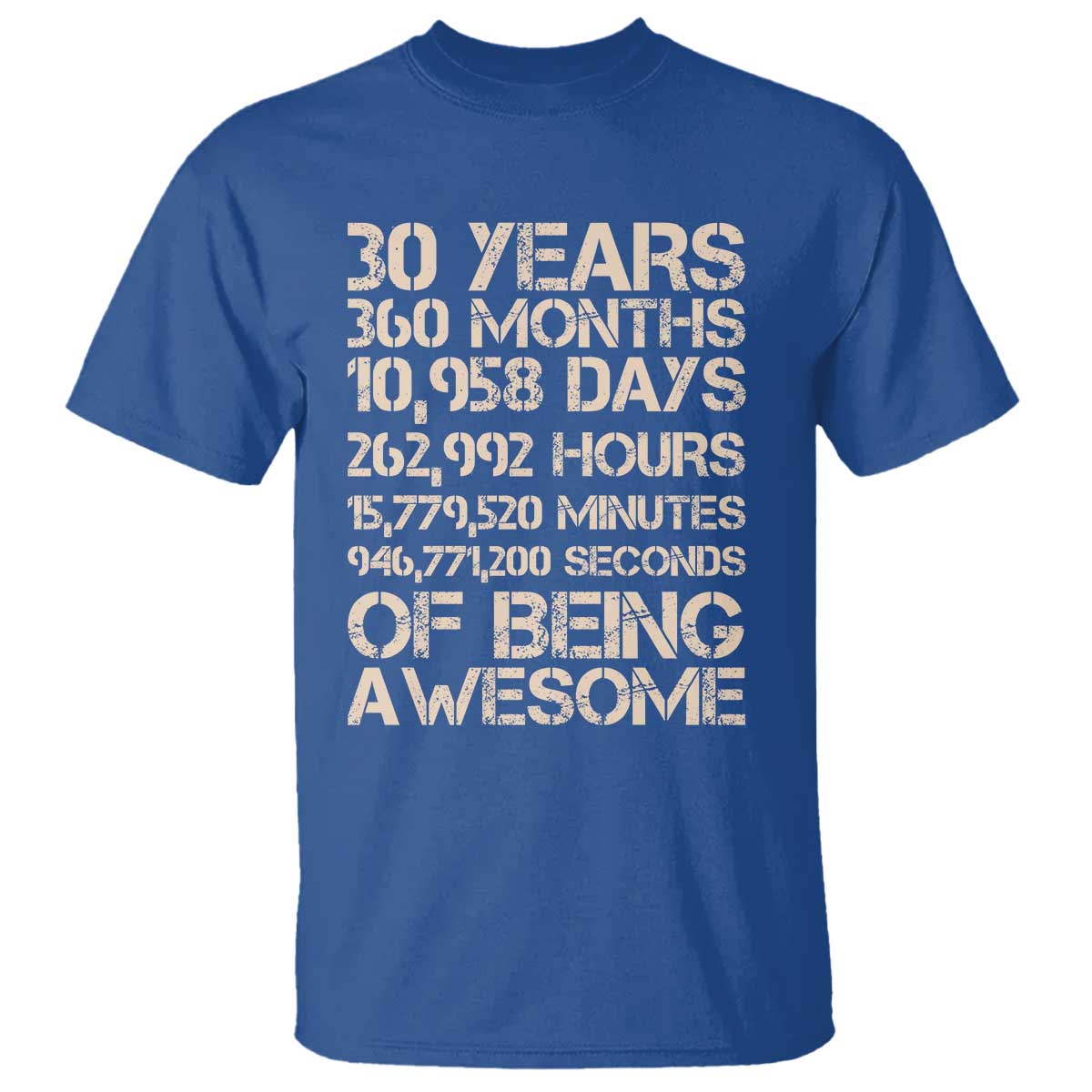 Vintage 30th Birthday Gift T Shirt 30 Years Of Being Awesome TS12 Royal Blue Print Your Wear
