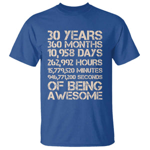 Vintage 30th Birthday Gift T Shirt 30 Years Of Being Awesome TS12 Royal Blue Print Your Wear