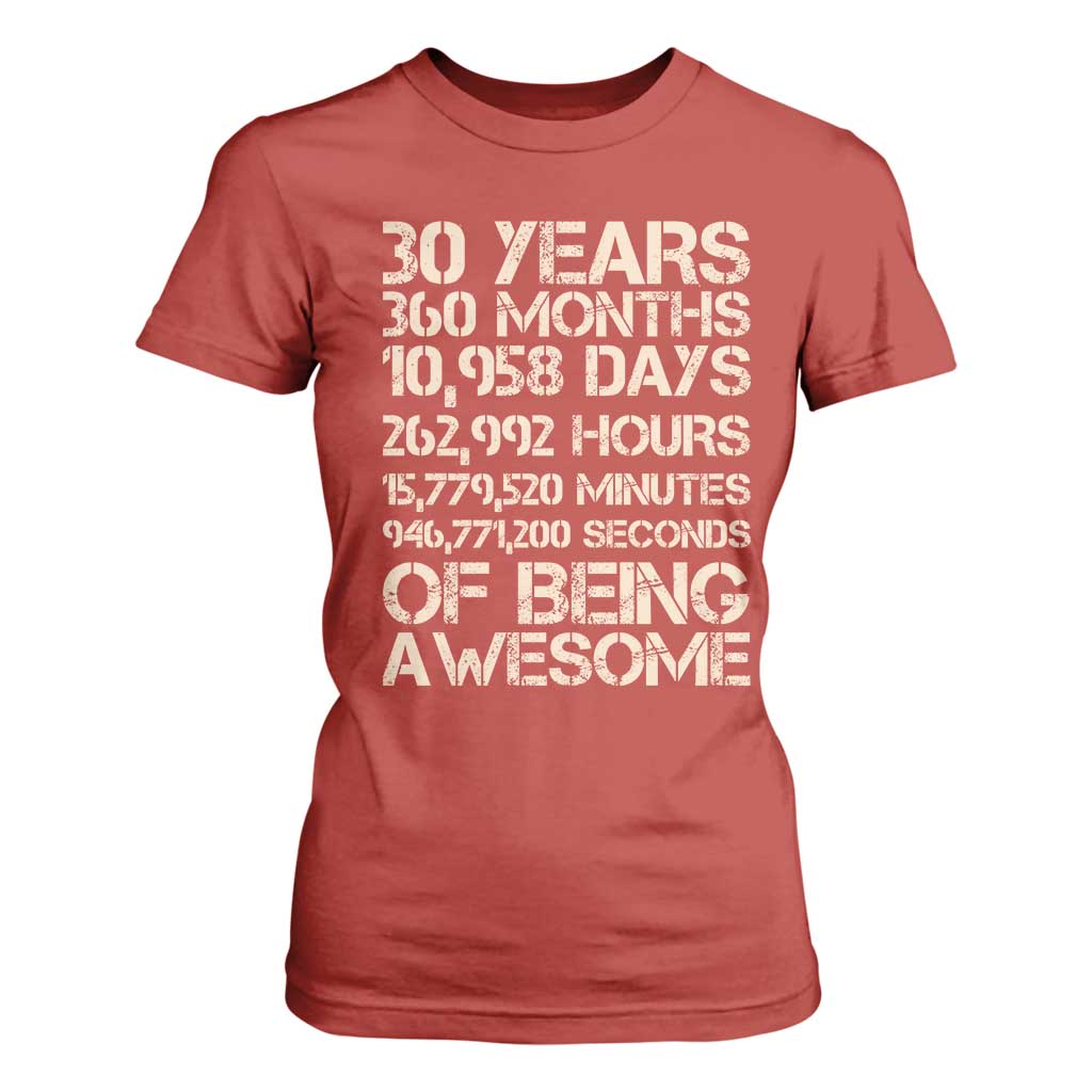 Vintage 30th Birthday Gift T Shirt For Women 30 Years Of Being Awesome TS12 Red Print Your Wear