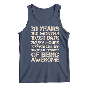 Vintage 30th Birthday Gift Tank Top 30 Years Of Being Awesome TS12 Navy Print Your Wear