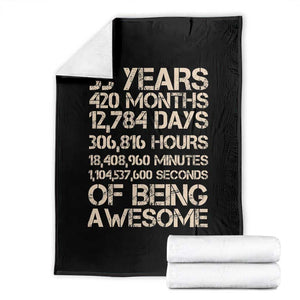 Vintage 35th Birthday Gift Throw Blanket 35 Years Of Being Awesome TS12 Black Print Your Wear