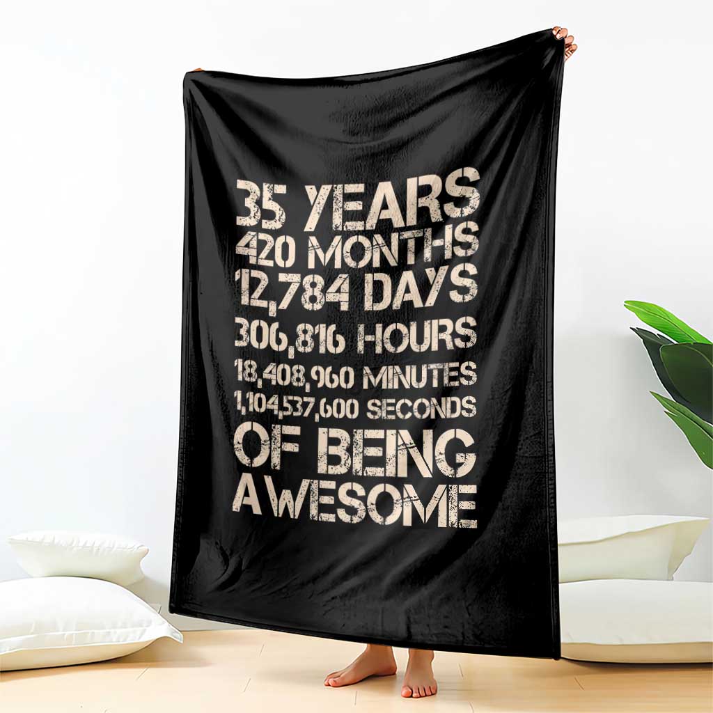 Vintage 35th Birthday Gift Throw Blanket 35 Years Of Being Awesome TS12 Print Your Wear