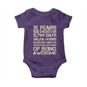 Vintage 35th Birthday Gift Baby Onesie 35 Years Of Being Awesome TS12 Purple Print Your Wear