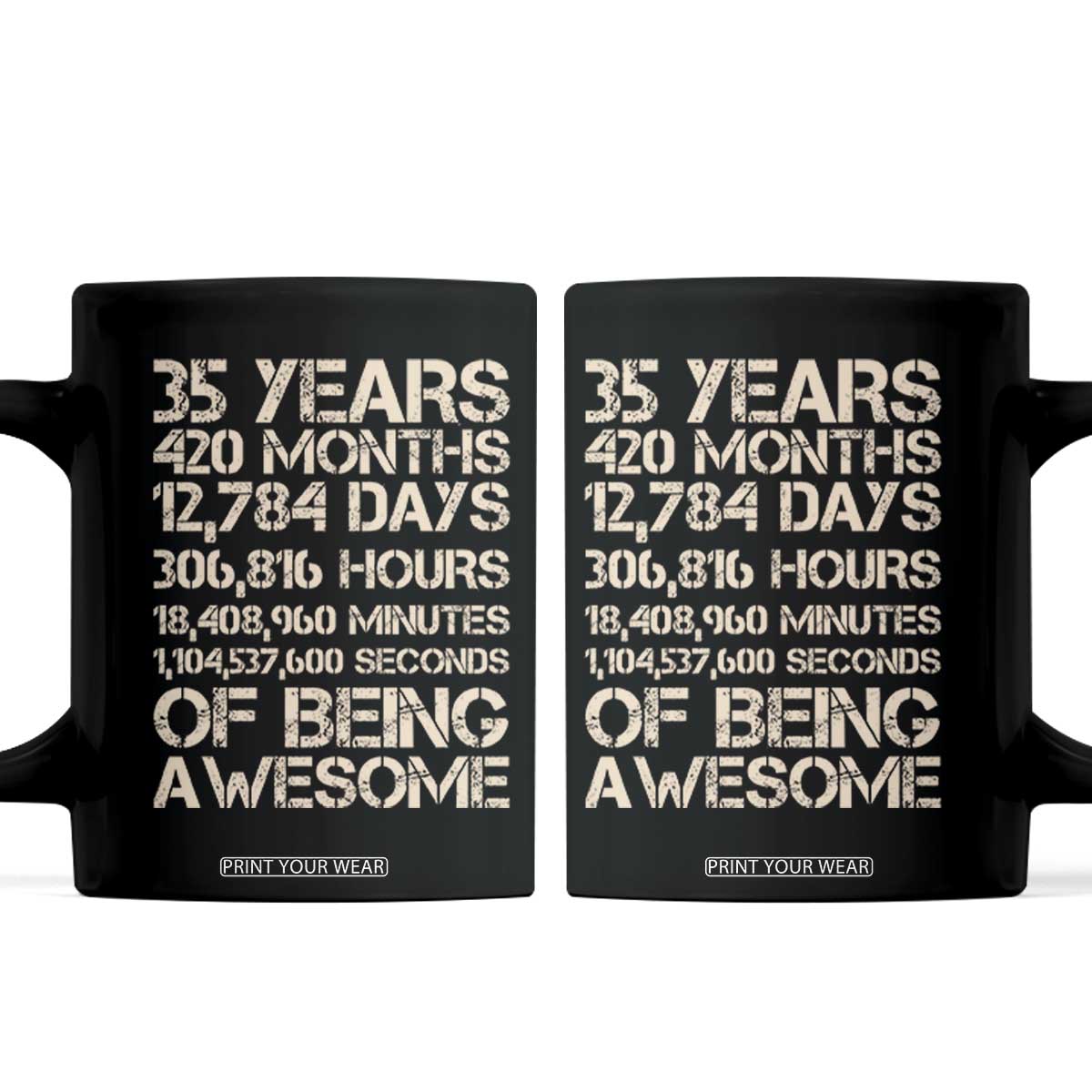 Vintage 35th Birthday Gift Coffee Mug 35 Years Of Being Awesome TS12 Black Print Your Wear