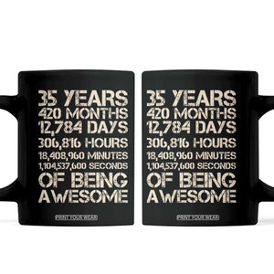 Vintage 35th Birthday Gift Coffee Mug 35 Years Of Being Awesome TS12 Black Print Your Wear
