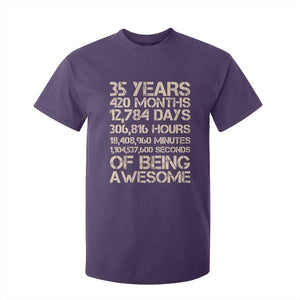 Vintage 35th Birthday Gift T Shirt For Kid 35 Years Of Being Awesome TS12 Purple Print Your Wear