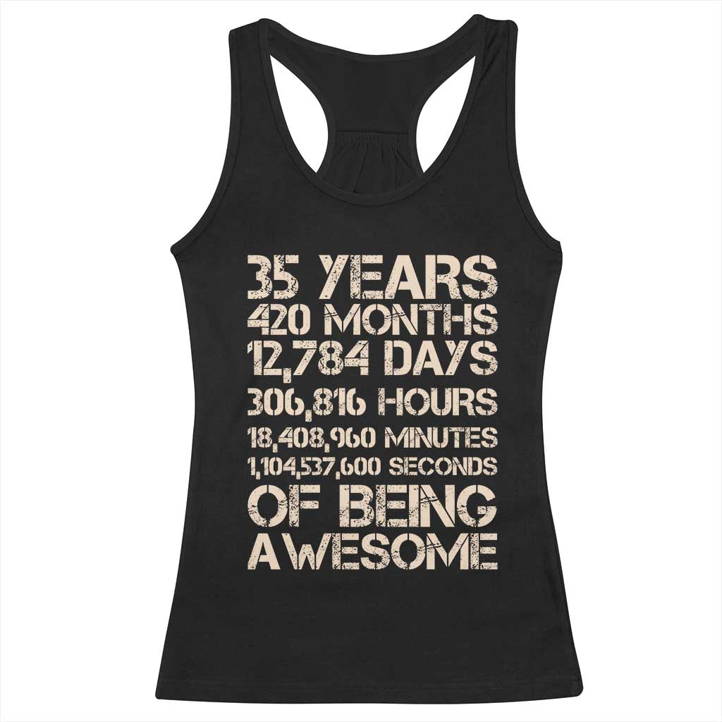 Vintage 35th Birthday Gift Racerback Tank Top 35 Years Of Being Awesome TS12 Black Print Your Wear