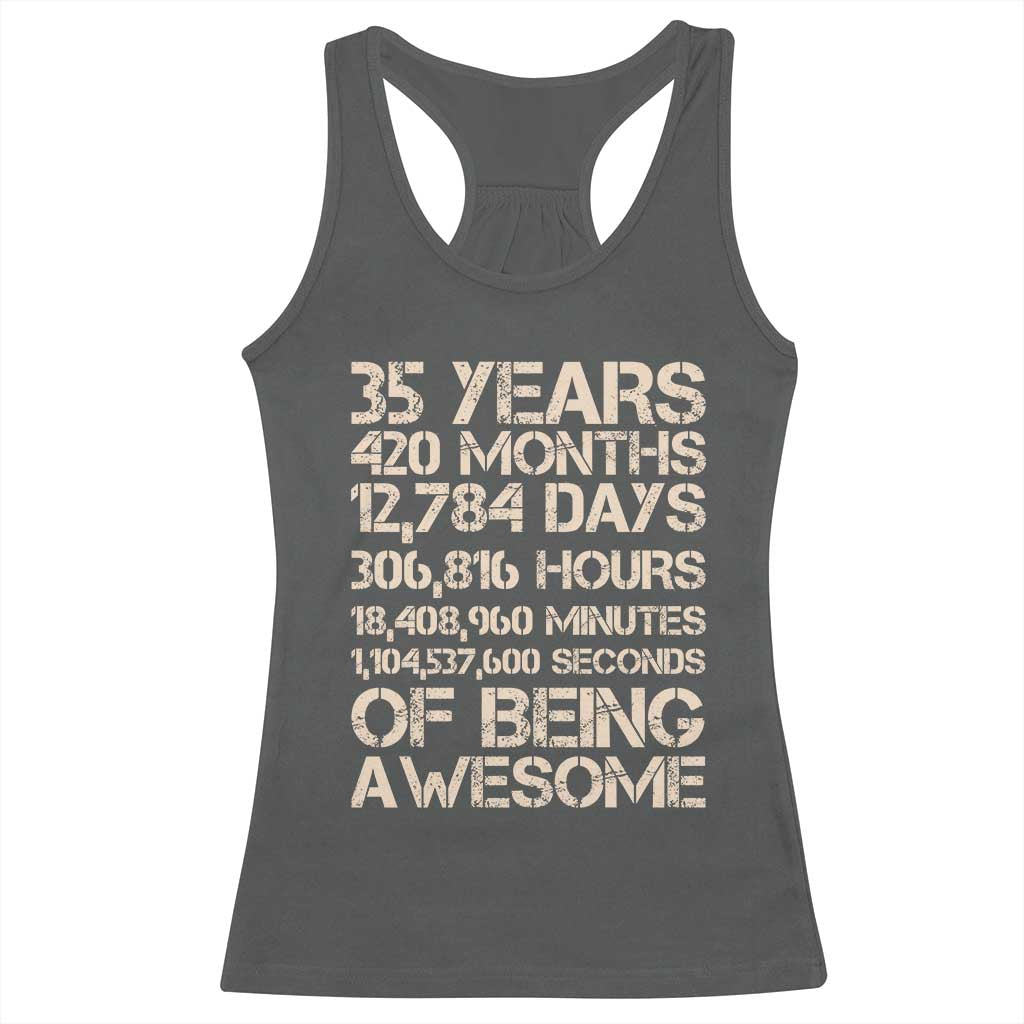 Vintage 35th Birthday Gift Racerback Tank Top 35 Years Of Being Awesome TS12 Dark Heather Print Your Wear