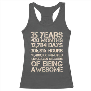 Vintage 35th Birthday Gift Racerback Tank Top 35 Years Of Being Awesome TS12 Dark Heather Print Your Wear