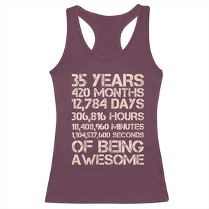 Vintage 35th Birthday Gift Racerback Tank Top 35 Years Of Being Awesome TS12 Maroon Print Your Wear