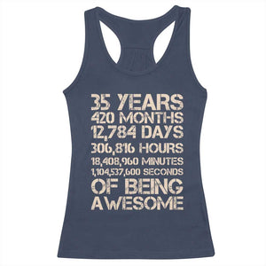 Vintage 35th Birthday Gift Racerback Tank Top 35 Years Of Being Awesome TS12 Navy Print Your Wear