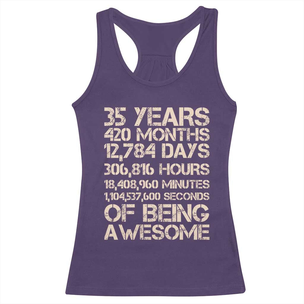 Vintage 35th Birthday Gift Racerback Tank Top 35 Years Of Being Awesome TS12 Purple Print Your Wear