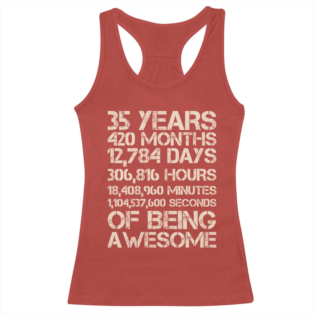 Vintage 35th Birthday Gift Racerback Tank Top 35 Years Of Being Awesome TS12 Red Print Your Wear
