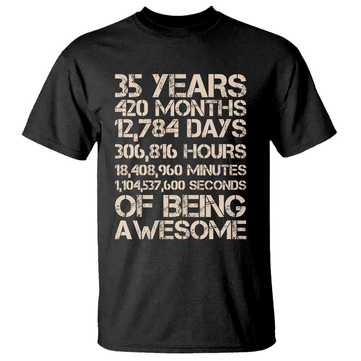 Vintage 35th Birthday Gift T Shirt 35 Years Of Being Awesome TS12 Black Print Your Wear