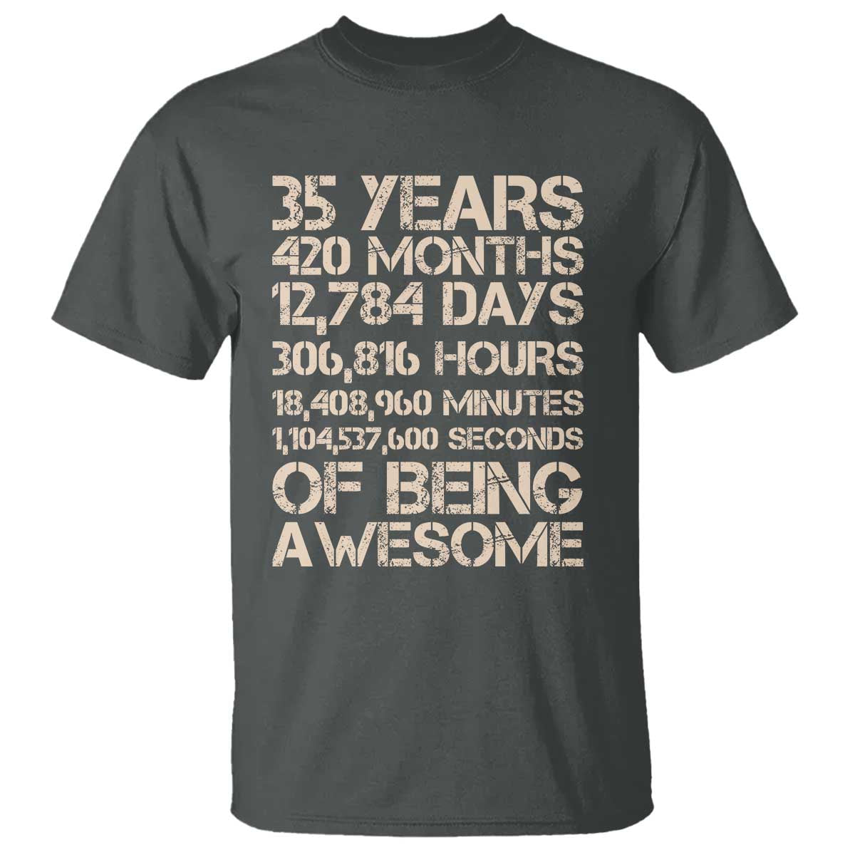 Vintage 35th Birthday Gift T Shirt 35 Years Of Being Awesome TS12 Dark Heather Print Your Wear