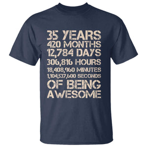 Vintage 35th Birthday Gift T Shirt 35 Years Of Being Awesome TS12 Navy Print Your Wear