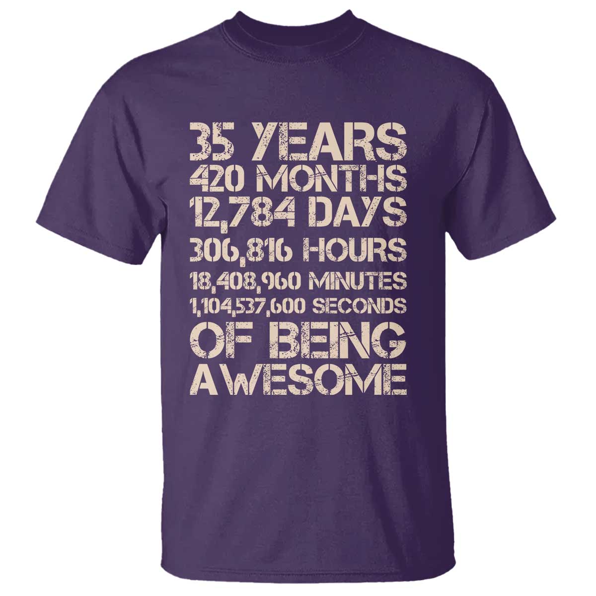 Vintage 35th Birthday Gift T Shirt 35 Years Of Being Awesome TS12 Purple Print Your Wear