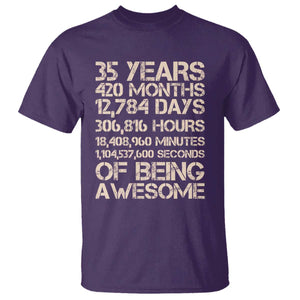Vintage 35th Birthday Gift T Shirt 35 Years Of Being Awesome TS12 Purple Print Your Wear