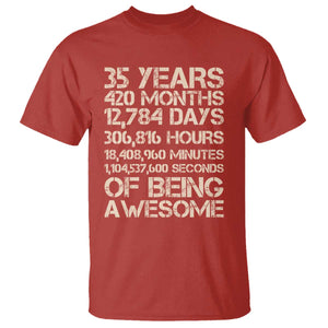 Vintage 35th Birthday Gift T Shirt 35 Years Of Being Awesome TS12 Red Print Your Wear