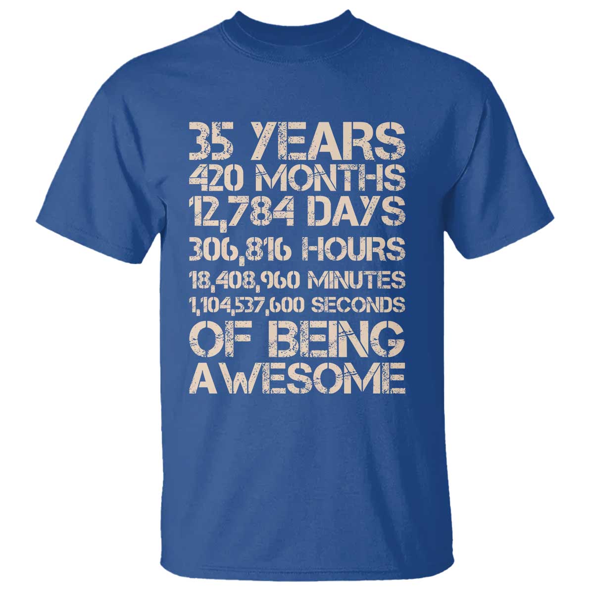 Vintage 35th Birthday Gift T Shirt 35 Years Of Being Awesome TS12 Royal Blue Print Your Wear