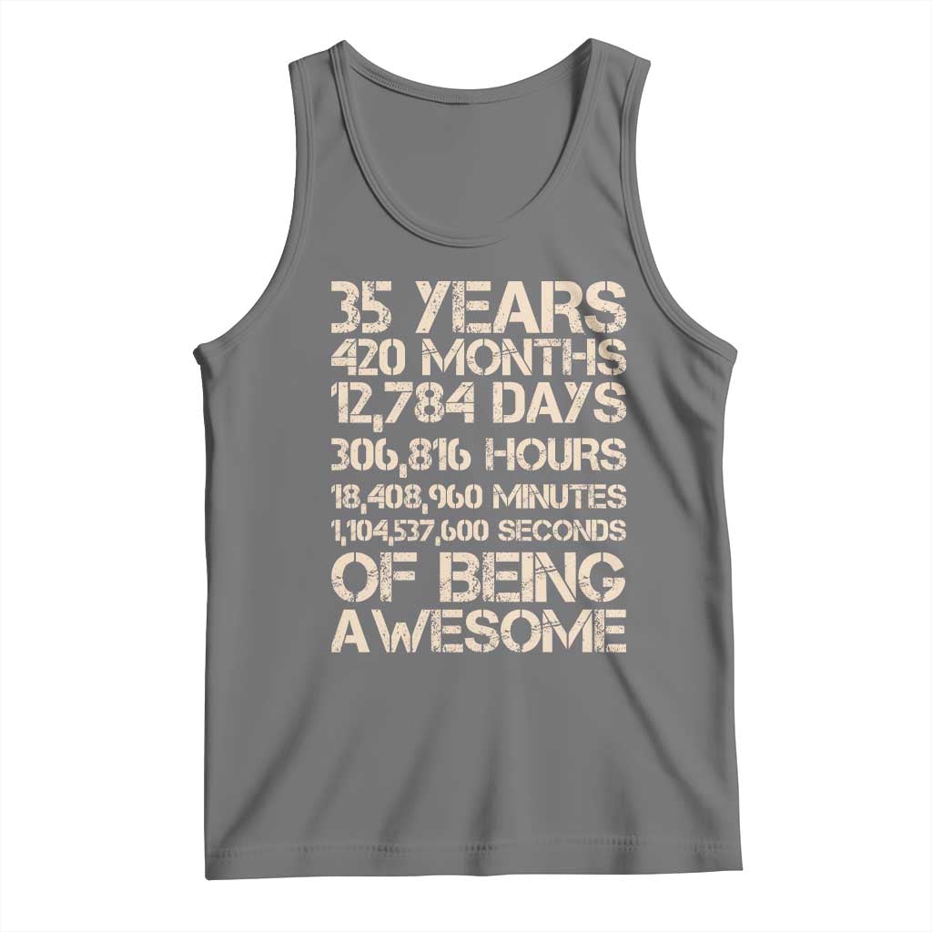 Vintage 35th Birthday Gift Tank Top 35 Years Of Being Awesome TS12 Black Heather Print Your Wear