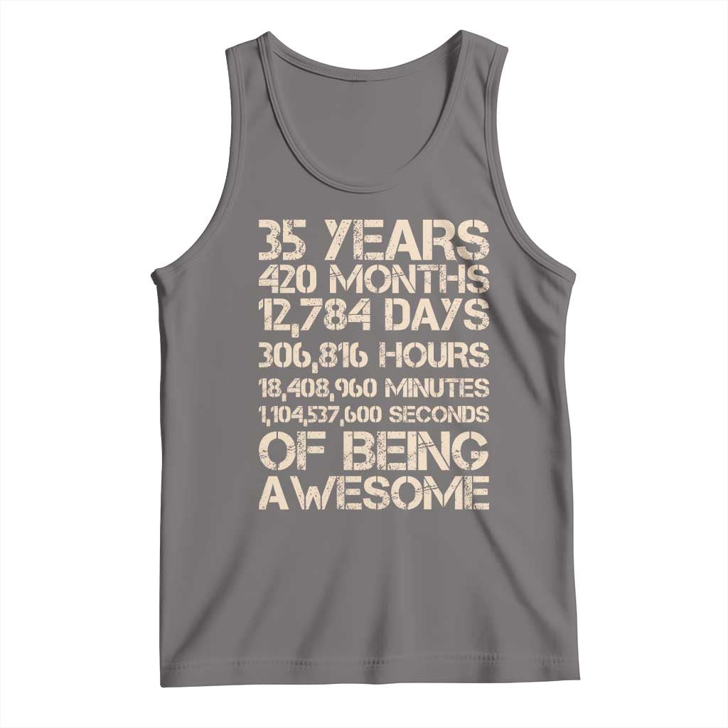 Vintage 35th Birthday Gift Tank Top 35 Years Of Being Awesome TS12 Deep Heather Print Your Wear