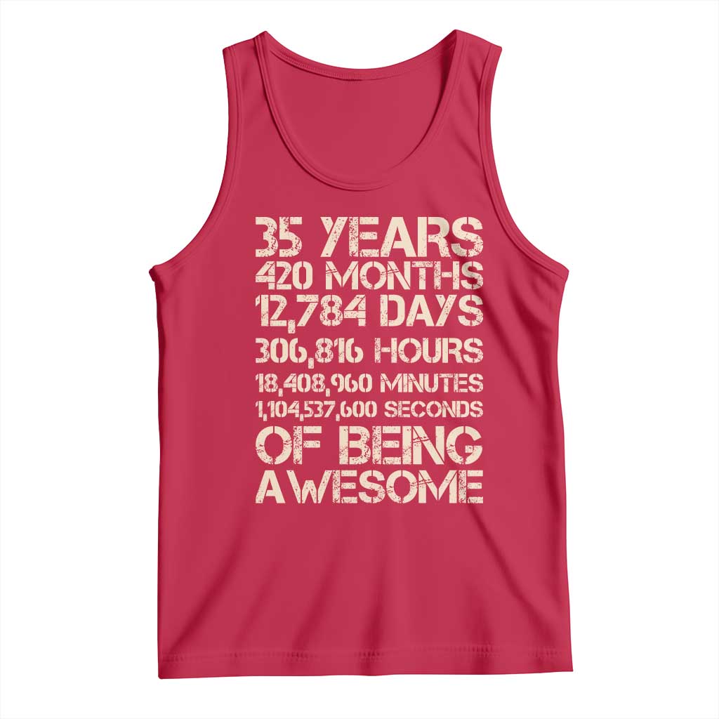 Vintage 35th Birthday Gift Tank Top 35 Years Of Being Awesome TS12 Red Print Your Wear