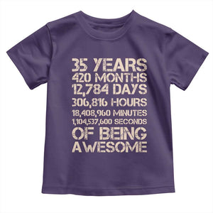 Vintage 35th Birthday Gift Toddler T Shirt 35 Years Of Being Awesome TS12 Purple Print Your Wear